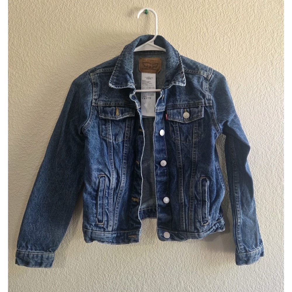 Levi's Classic Denim Trucker Jean Jacket Kids Size L Medium Wash Unisex 12-13yrs
